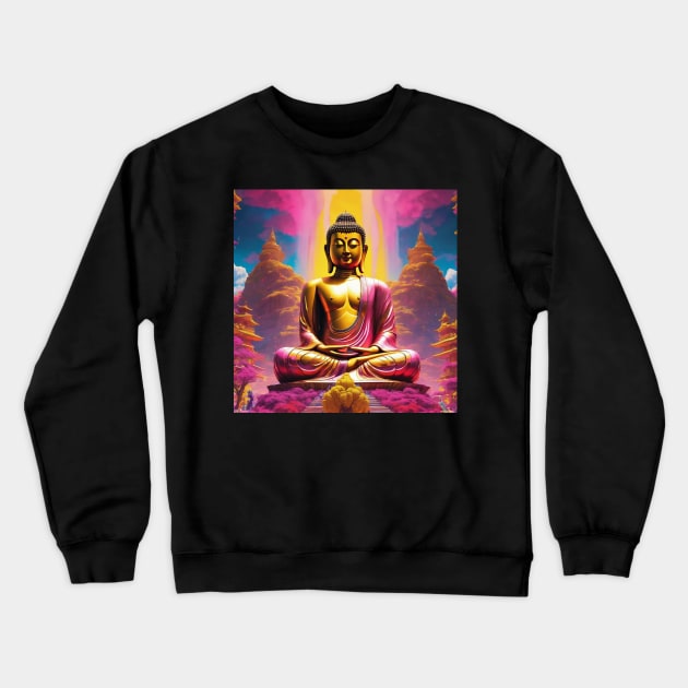 Buddha meditates in color art  T-Shirt Crewneck Sweatshirt by nonagobich